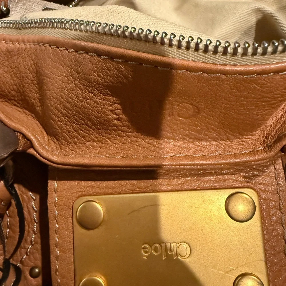 Chloe Tan Satchel Bag with Gold Accents - Picture 11 of 15